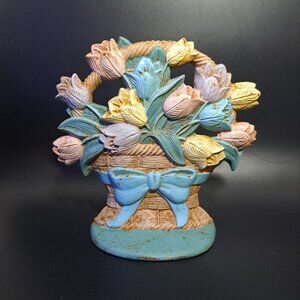 Cast Iron Door Stopper Midwest Imports Tulips In A Basket Vintage